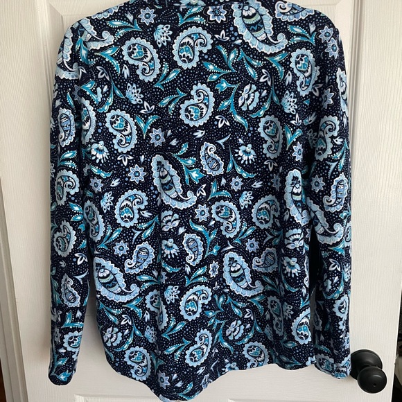 Vera Bradley Quarter Zip Pullover Blue Paisley Medium - Picture 3 of 3